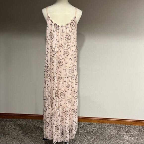 Elena Baldi Silk Blend Made In Italy Blush Maxi Dress Braided Strap Scoop Neck - Picture 8 of 14
